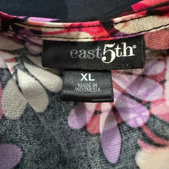 East 5th mulitcolor floral 3/4 sleeve round wringet design neck sz XL - Picture 4 of 4